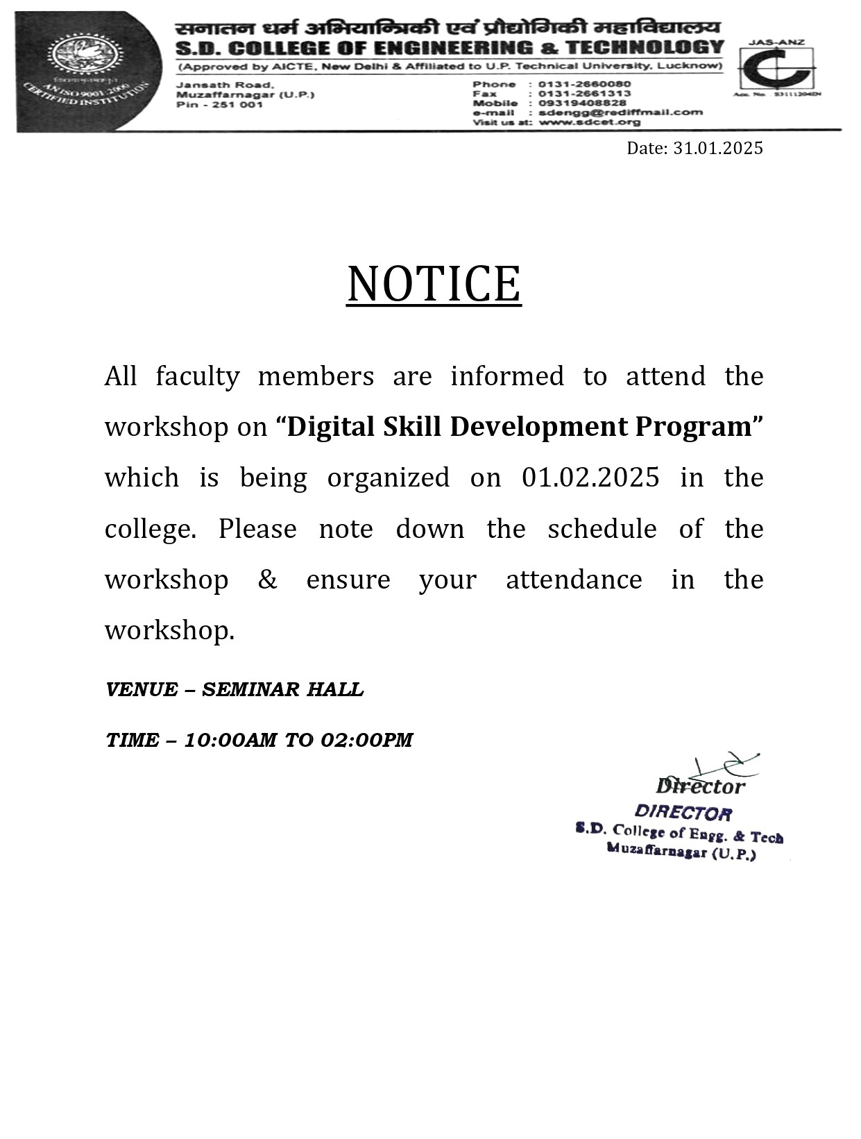 ORGANISING WORKSHOP ON "DIGITIAL SKILL DEVELOPMENT ".